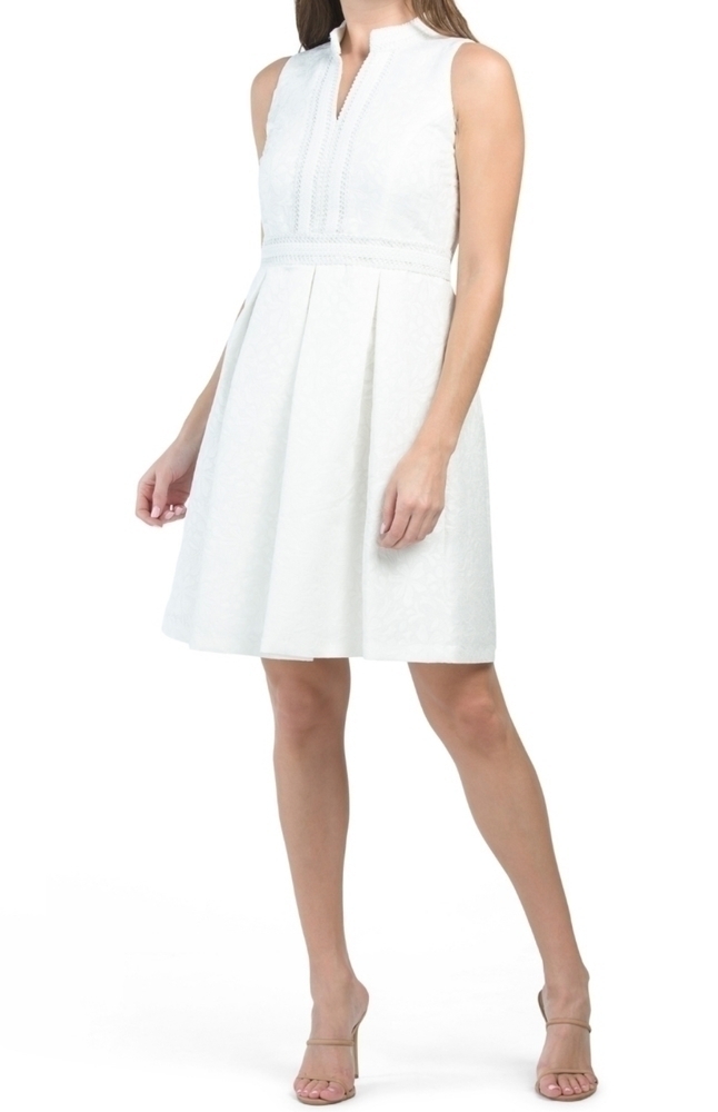 𝅺Pappagallo Women's White Pleated Skirt Dress